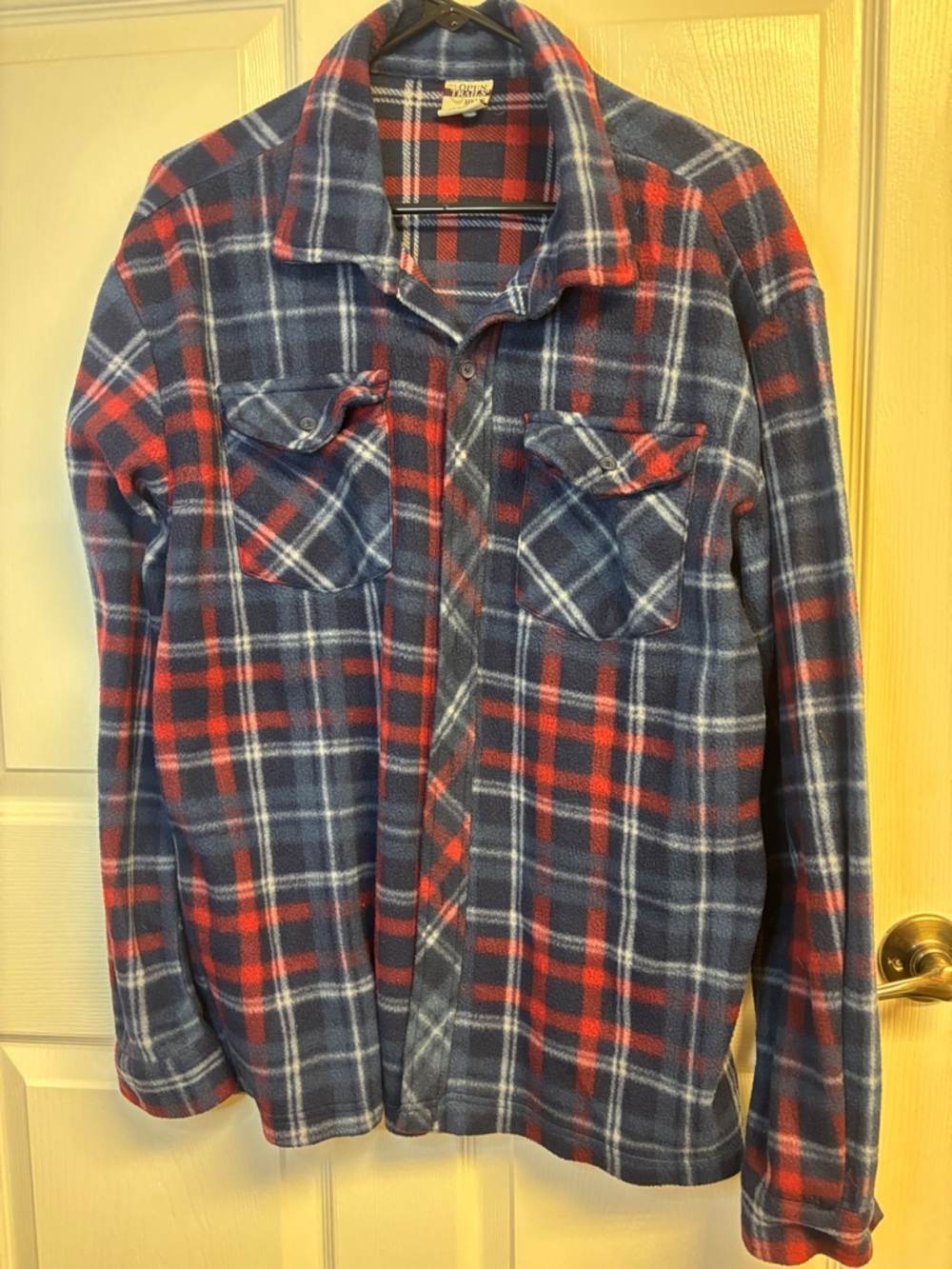 Vintage Men's Casual Plaid Button-Down Shirt Jacket - Blue & Red